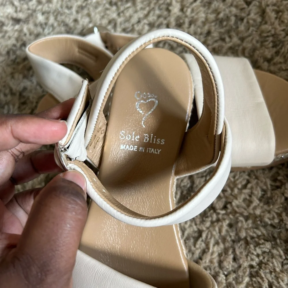 Sole Bliss  White Ankle-Strap Sandals with Buckle